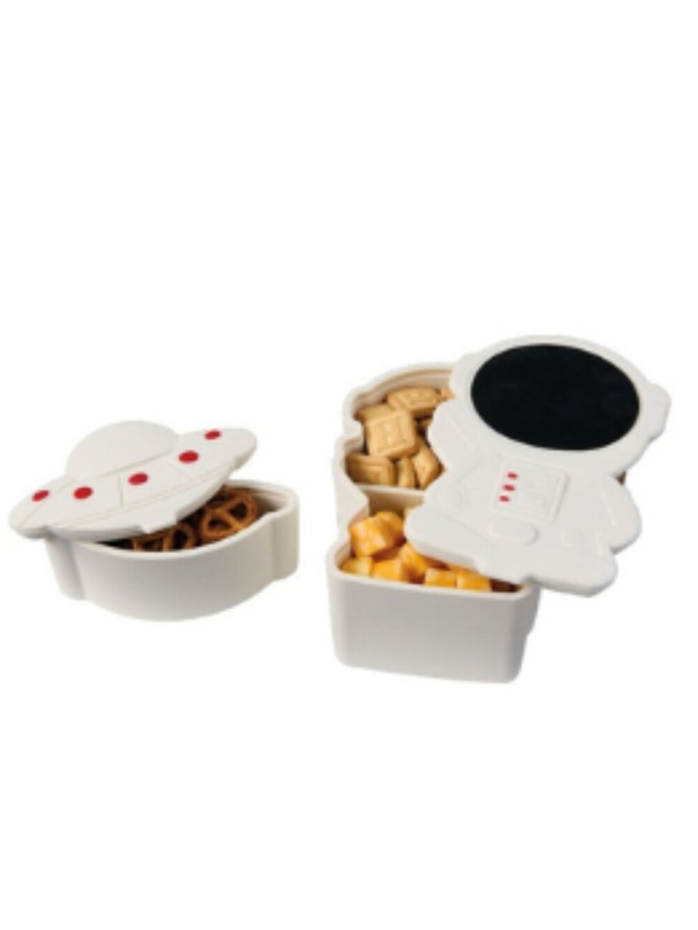 Crofton Space Kids Silicone Snack Box 2 Piece Set Divider Microwave Safe New